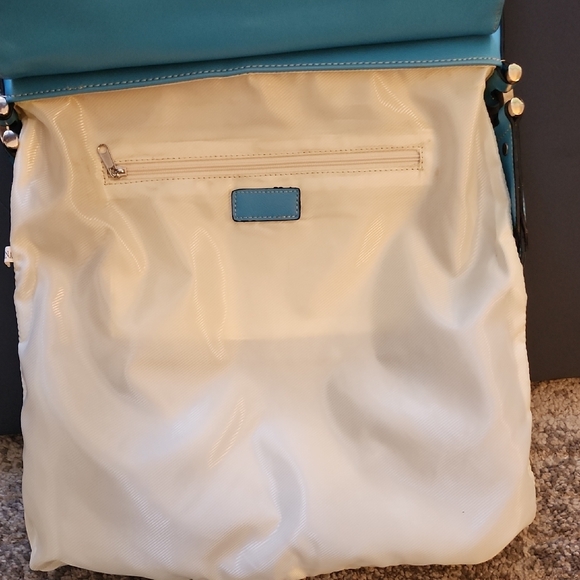 Chic Blue Leather Studded Shoulder Bag